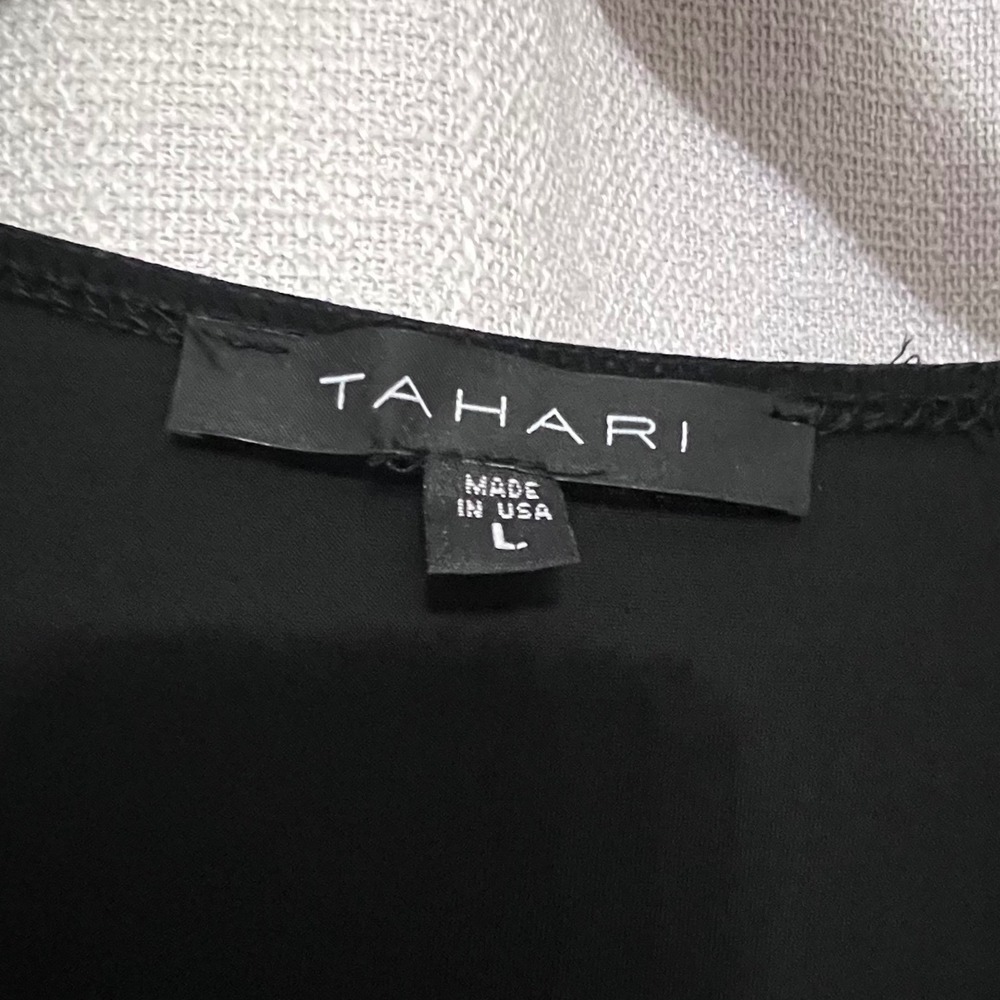 NWT Tahari Black Sleeveless Flowy Wrap Front Jumpsuit Wide Leg Belted Size L - Picture 4 of 13